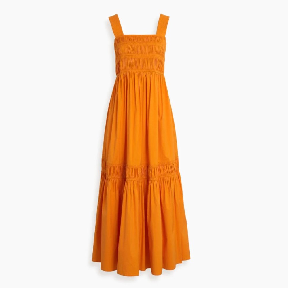 (Flaw) Lee Mathews Elsie Apron Dress in Marigold - Picture 3 of 10